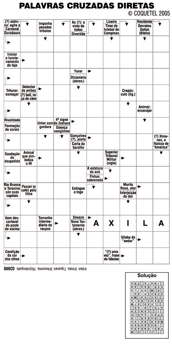 Palavras Cruzadas Diretas Editora Brasil Seikyo