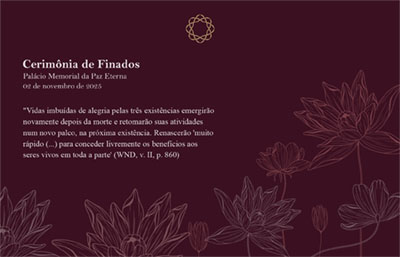 Cartão de lembrança da Cerimônia de Finados bordo